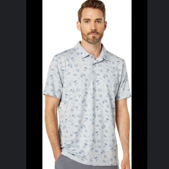 New Puma Volition Block Party Graphic Golf UPF Polo Shirt Sz XL grey - Picture 1 of 10